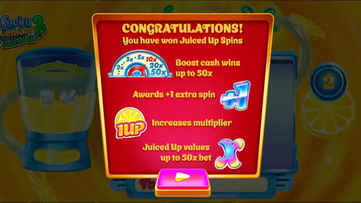 Tampilan visual slot Lucky Lemons 2 Juiced Up dengan tema buah yang cerah